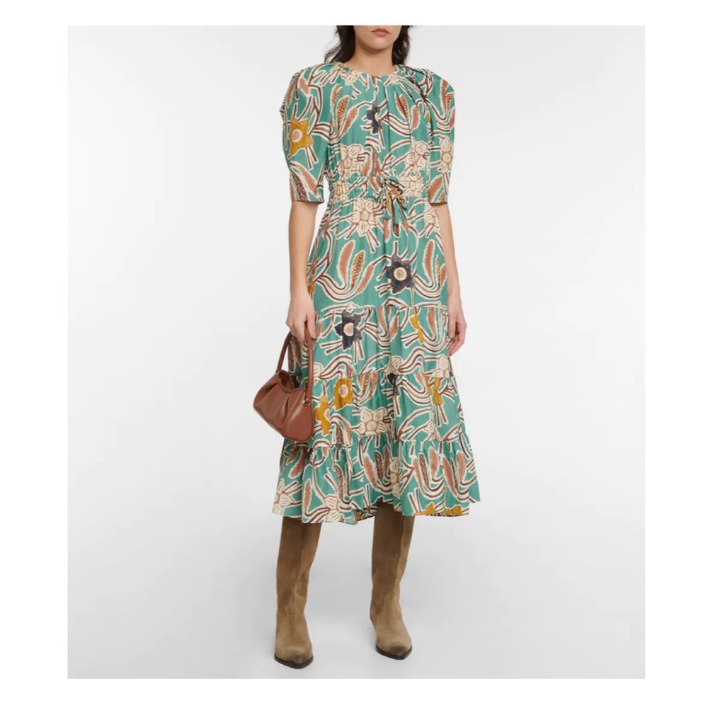 Ulla Johnson Zeenat Dress in Topaz mid cotton dress puff sleeve